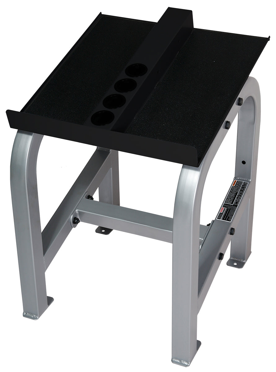 A product shot of the PowerBlock home rack stand.